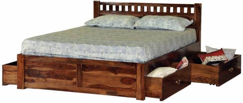 Induscraft Solid Wood King Bed With Storage